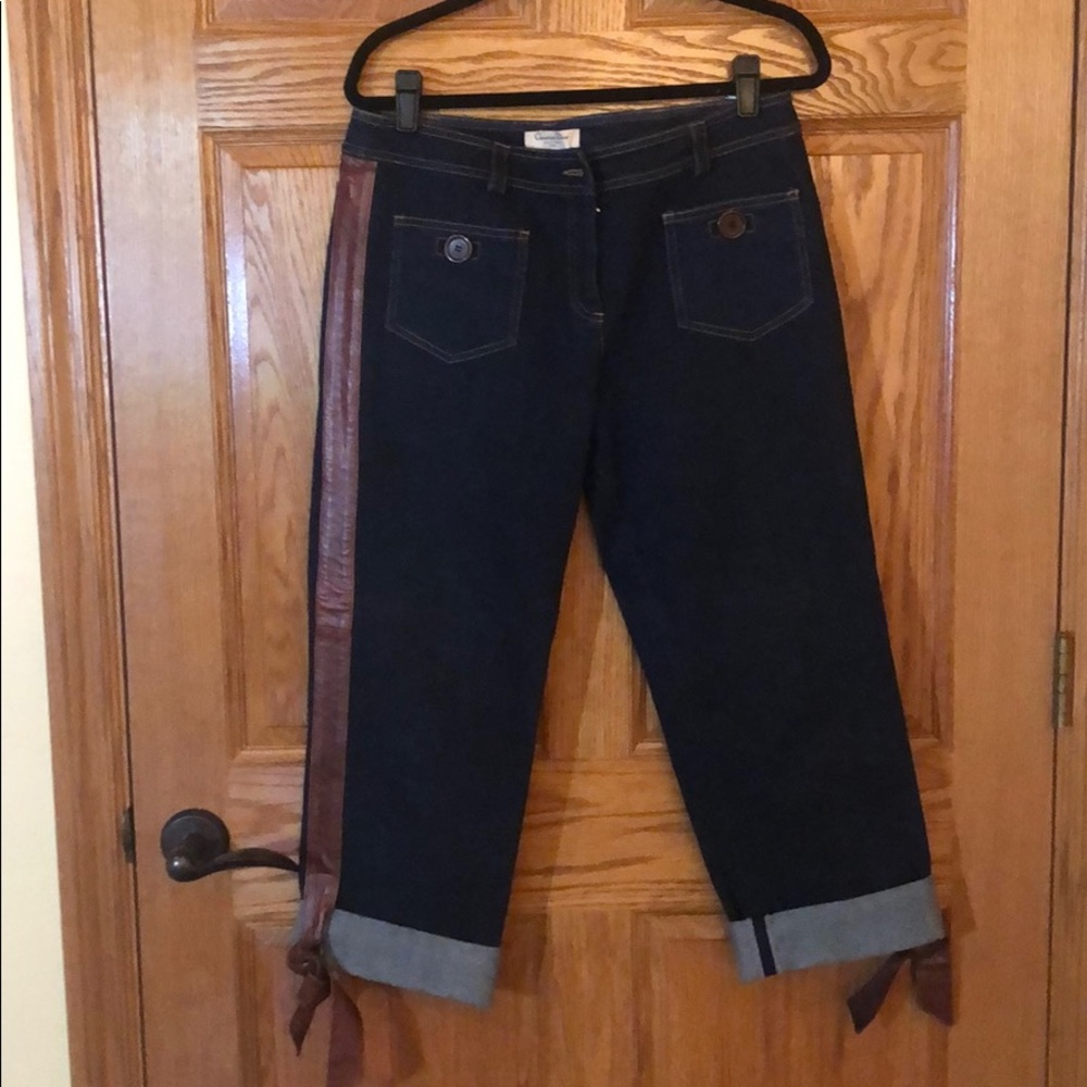 Christian Dior jeans with leather detail